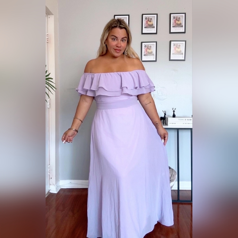 Women's Plus Size Formal Off the Shoulder Chiffon Bridesmaid Dresses for Wedding